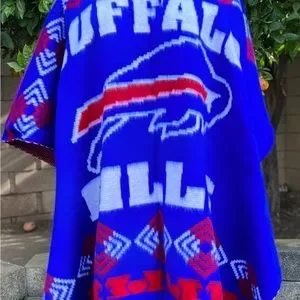 Buffalo Bills alpaca poncho, unisex, one size, made in Ecuador